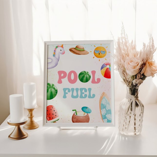 Pool Party, Beach Birthday Party Pool Fuel Sockelschild (Von Creator hochgeladen)