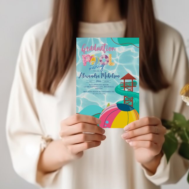 Pool Party Beach Graduation Party Einladung (Von Creator hochgeladen)