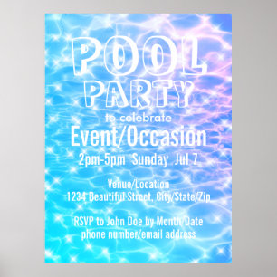 Pool Party Beach Party Sommer Party blaues Wasser Poster