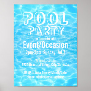Pool Party Beach Party Sommer Party modern und ele Poster