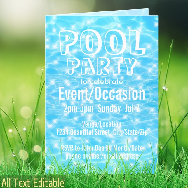 Pool Party Beach Party Sommer Party Wasser Texture Einladung (Von Creator hochgeladen)