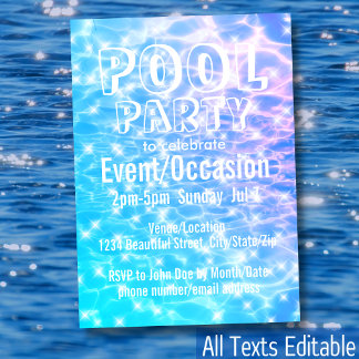 Pool Party Beach Party Sommer Party Wasserreifen Einladung