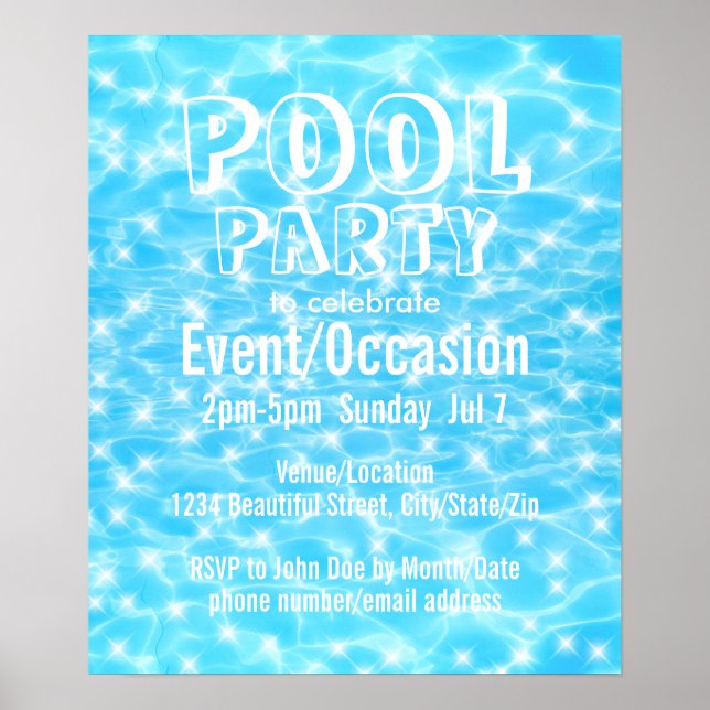 Pool Party Beach Party Sommerwasser Party Textilie Poster (Vorne)