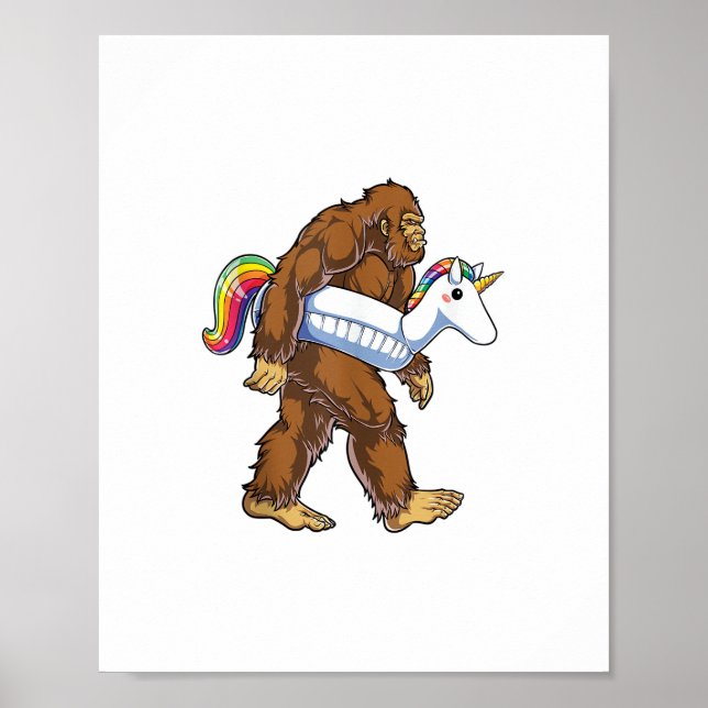 Pool Party Bigfoot Einhorn Float Funny Sasquatch R Poster (Vorne)