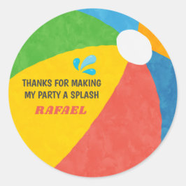 Pool Party Birthday Boy Girl Runder Aufkleber