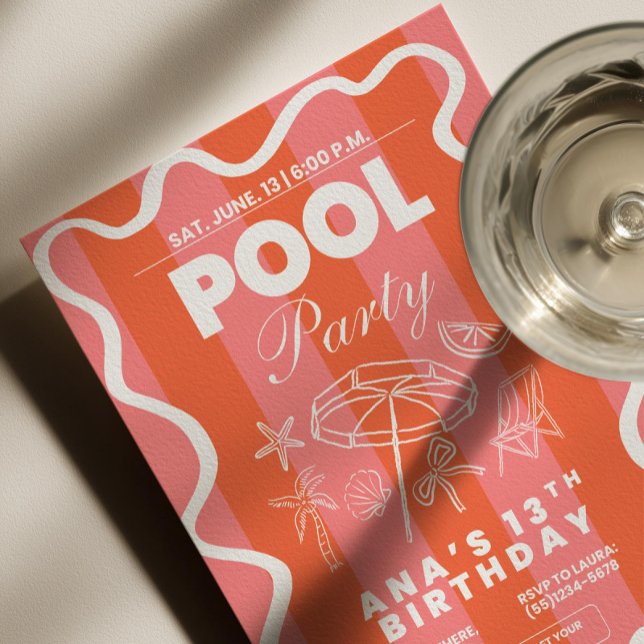 Pool Party Birthday Invitation, Teen Pool Party In Einladung (Von Creator hochgeladen)