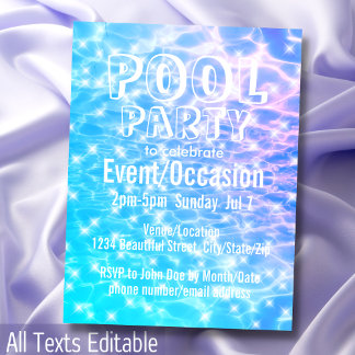 Pool Party Birthday Pool Party Beach Party Cool Einladungspostkarte