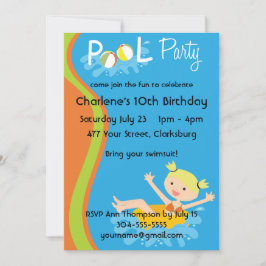 Pool-Party Blonde Einladung