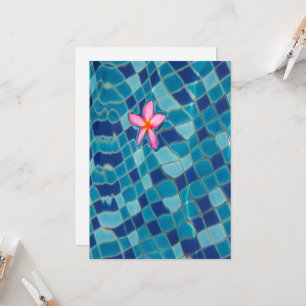 Pool Party Blues rosa Blume schwimmend Einladung