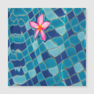 Pool Party Blues rosa Blume schwimmende Pop Farbe Magnetkarte