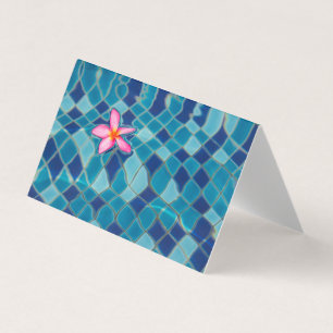 Pool Party Blues rosa Blume schwimmende Pop Farbe Visitenkarten