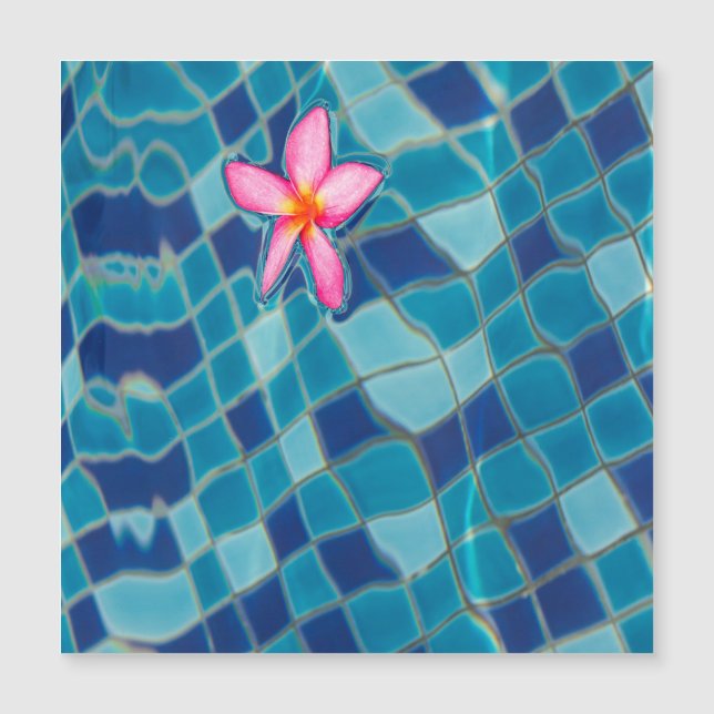 Pool Party Blues rosa Blume schwimmender Magnet (Vorderseite)