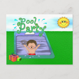 Pool Party Boy Einladungspostkarte