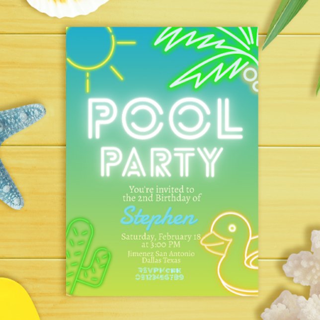 Pool Party Boy Geburtstag Einladung (Pool Party Boy Birthday Invitation)