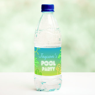 Pool Party Boy Geburtstag Wasserflaschenetikett