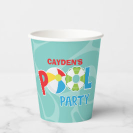 Pool Party Boy Red Blue Birthday Paper Cups Pappbecher