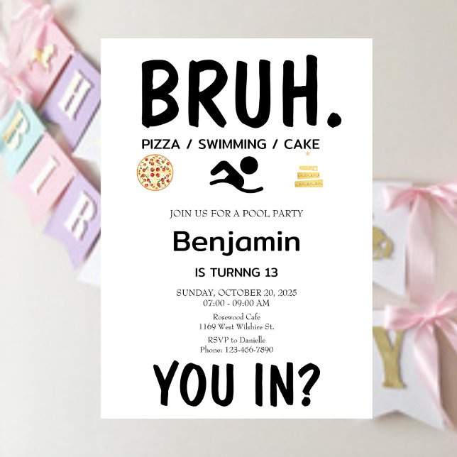POOL PARTY Bruh Birthday Einladung (Von Creator hochgeladen)