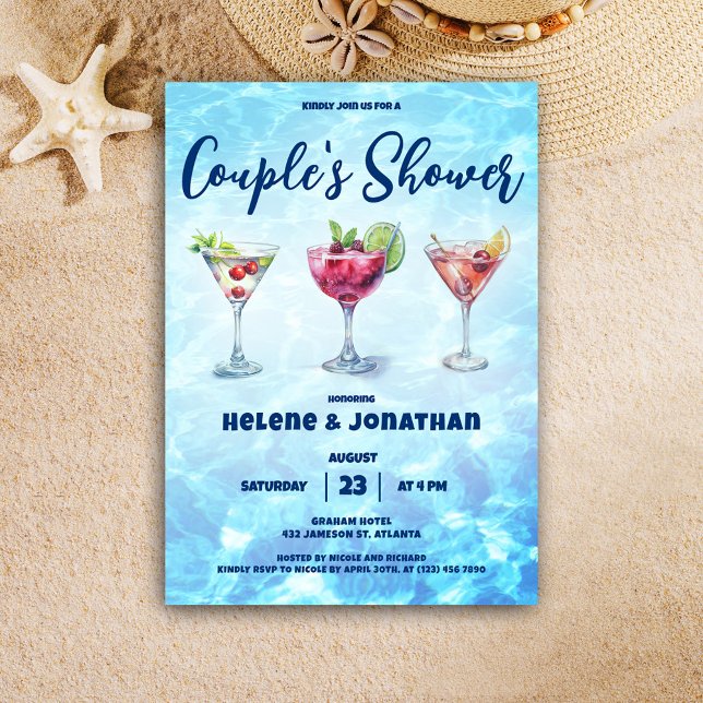 Pool Party Cocktail Couple's Dusche Einladung (Pool Party Cocktail Couple's Shower Invitation)