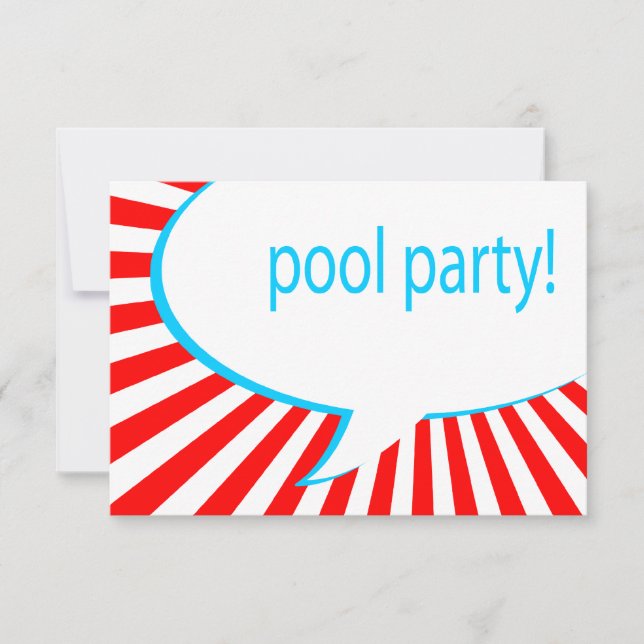 Pool Party! Comic-Sprechblase Einladung (Vorderseite)