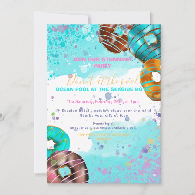 Pool-Party - Donut-Party Ankündigung (Vorderseite)