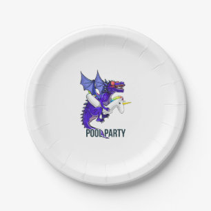 Pool Party Drachen Einhorn Float Shirt Drachen Ges Pappteller
