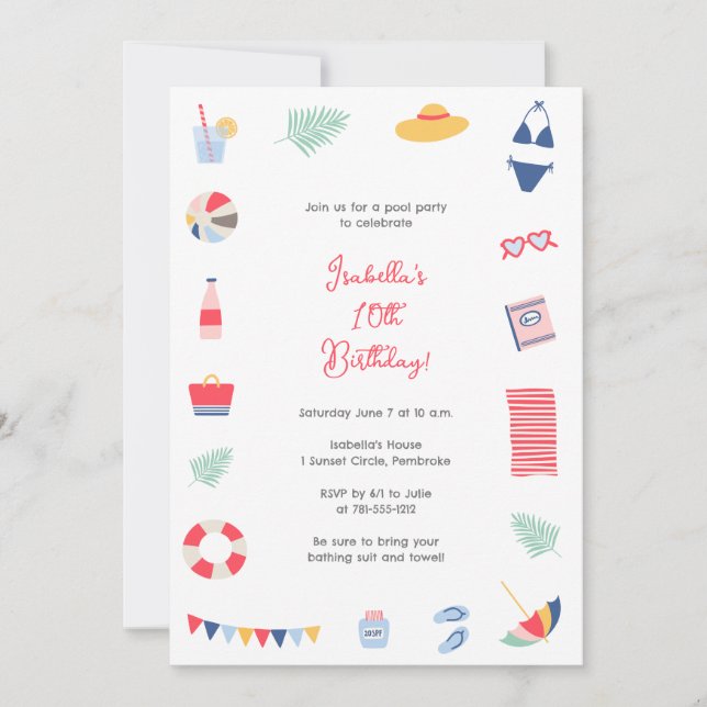 Pool-Party Einladung (Vorderseite)
