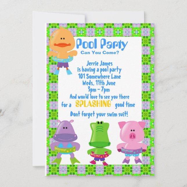 POOL-PARTY EINLADUNG (Vorderseite)