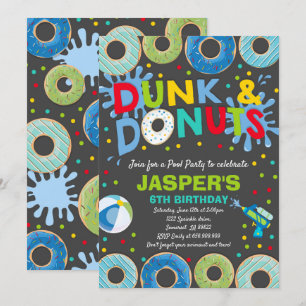 Pool-Party Einladung Dunk und Donuts Pool-Party