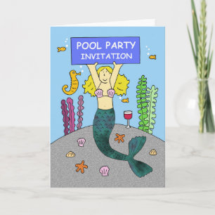 Pool Party Einladung Niedlich Mermaid