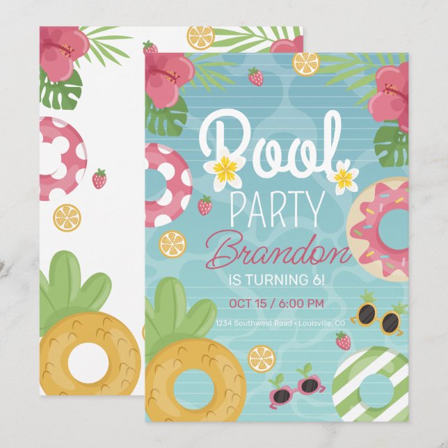 Pool Party Einladung, Pool Geburtstagseinladung Einladung (Vorne/Hinten)