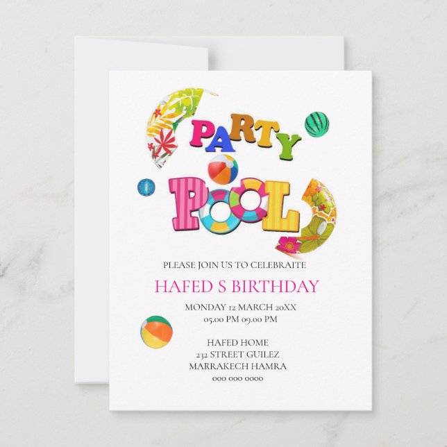 Pool Party Einladung Pool Party Geburtstag Einladu (Vorderseite)