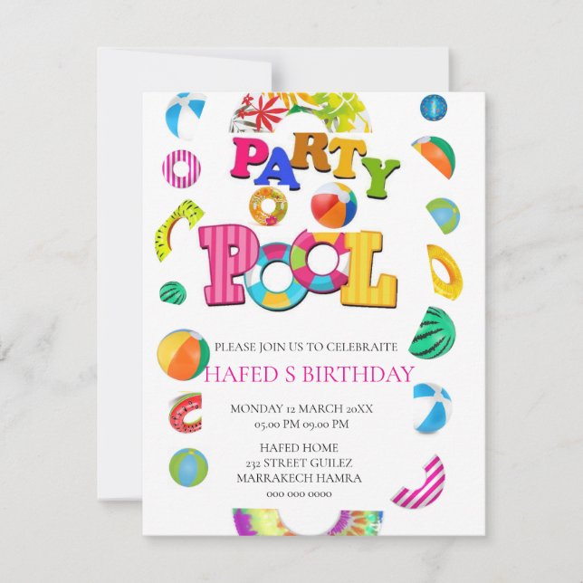 Pool Party Einladung Pool Party Geburtstag Einladu (Vorderseite)