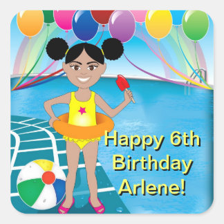 Pool-Party Einladung Quadratischer Aufkleber