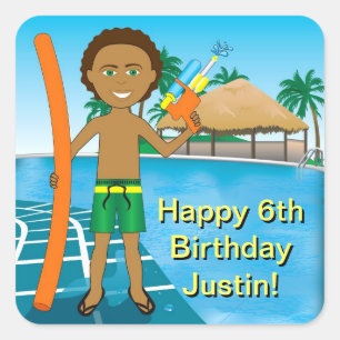 Pool-Party Einladung Quadratischer Aufkleber