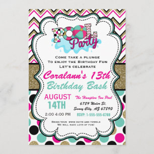 Pool-Party Einladung - Sommer-Party - Party Wasser