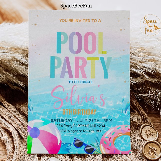 Pool Party Einladung Tropisches Party Pool Party (Pool Party Invitation Tropical party Pool Party Invitation Swim Pool Birthday Party Pineapple Summer)