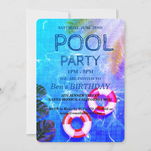 Pool-Party | Einladung zum Geburtstag (Vorderseite)
