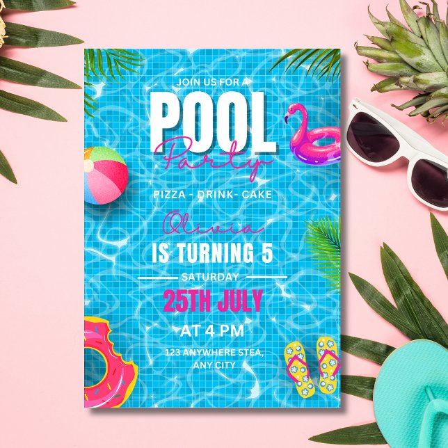 Pool-Party Einladung zum Geburtstag, Party im Somm (Von Creator hochgeladen)