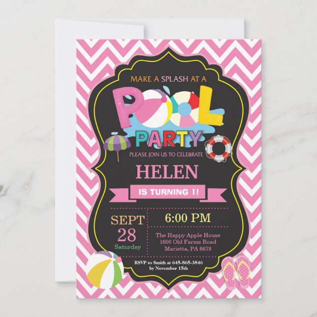 Pool-Party Einladungs-Sommer Splish Einladung (Vorderseite)