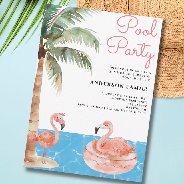 Pool Party Flamingo Einladung (Von Creator hochgeladen)