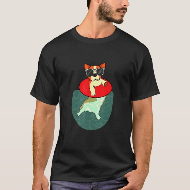 Pool Party Float Corgi T-Shirt (Vorderseite)