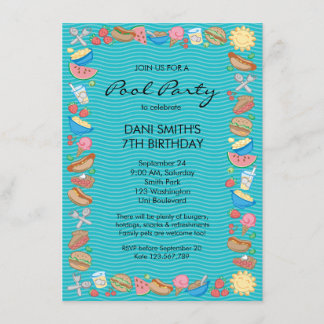 Pool-Party-Geburtstag Einladung