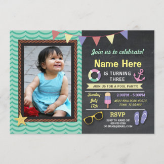 Pool Party Geburtstag Foto Sommeranker einladen Einladung