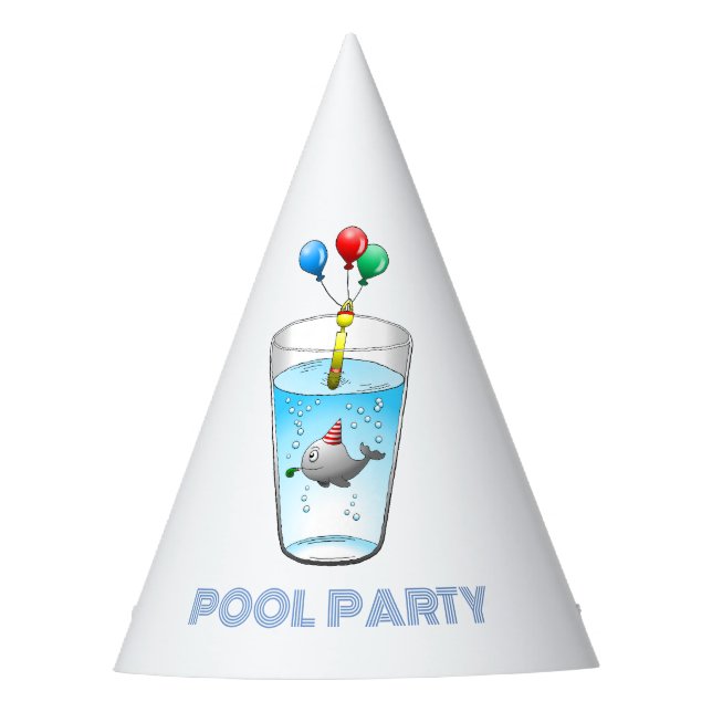 Pool Party Geburtstag Partyhütchen (Vorderseite)
