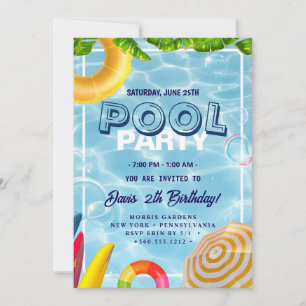 Pool-Party   Geburtstag schwimmen Einladung