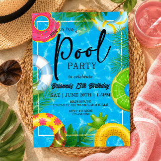 Pool Party Geburtstag | Sommer Pool Bash Einladung