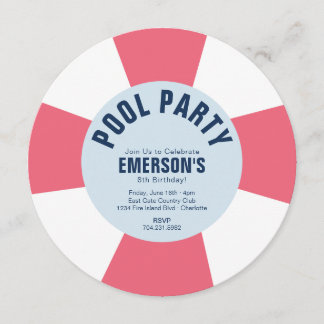 Pool-Party-Geburtstags-Party-Rosa-Einladung Einladung