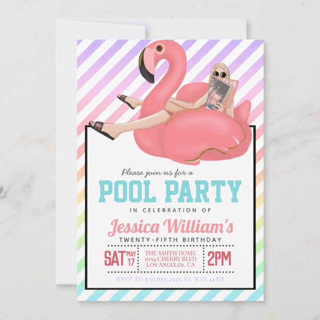 Pool Party Geburtstagseinladung Einladung (Vorderseite)