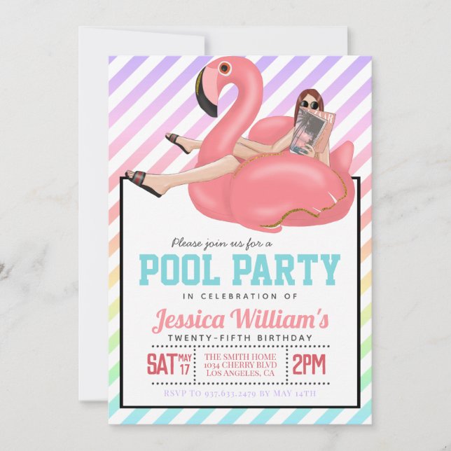 Pool Party Geburtstagseinladung Einladung (Vorderseite)