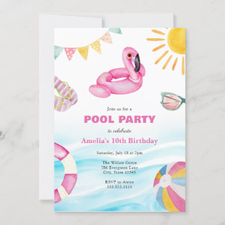 Pool Party Geburtstagseinladung Einladung